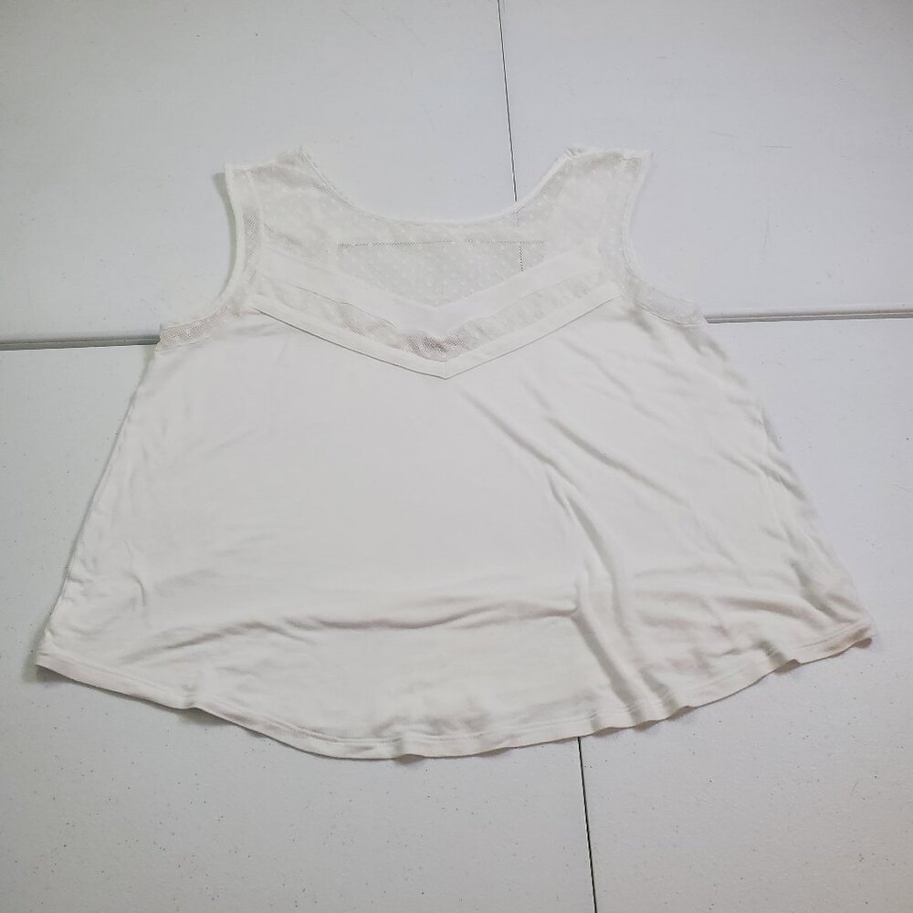 American Eagle Tank Top Lace Neck White Women's Size M